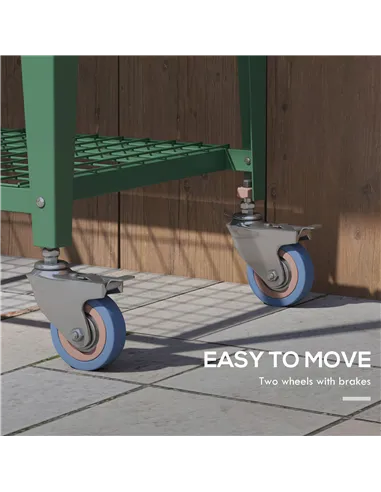 Outsunny Raised Planter with Greenhouse Cover, Mobile Elevated Garden Bed with Wheels and Bottom Shelf for Vegetables, Green