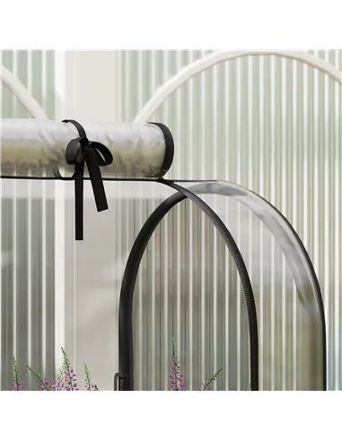 Outsunny Raised Planter with Greenhouse Cover, Mobile Elevated Garden Bed with Wheels and Bottom Shelf for Vegetables, Green