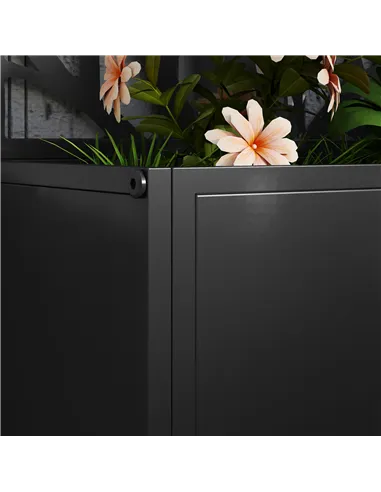 Outsunny Outdoor Metal Planter, with Back Trellis - Black