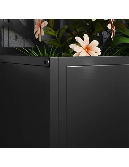 Outsunny Outdoor Metal Planter, with Back Trellis - Black