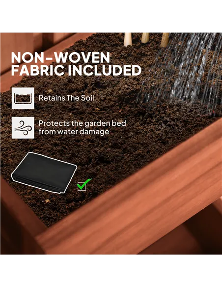 Outsunny Wall-mounted Wooden Garden Planters with Trellis, Drainage Holes and 3 Planter Boxes for Patio, Brown