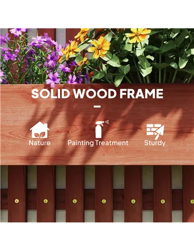 Outsunny Wall-mounted Wooden Garden Planters with Trellis, Drainage Holes and 3 Planter Boxes for Patio, Brown