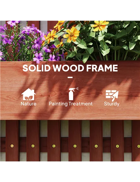 Outsunny Wall-mounted Wooden Garden Planters with Trellis, Drainage Holes and 3 Planter Boxes for Patio, Brown