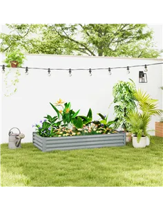 Outsunny 180 x 90cm Galvanised Steel Open Planter - Silver 2