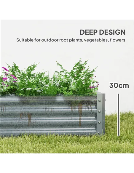 Outsunny 180 x 90cm Galvanised Steel Open Planter - Silver
