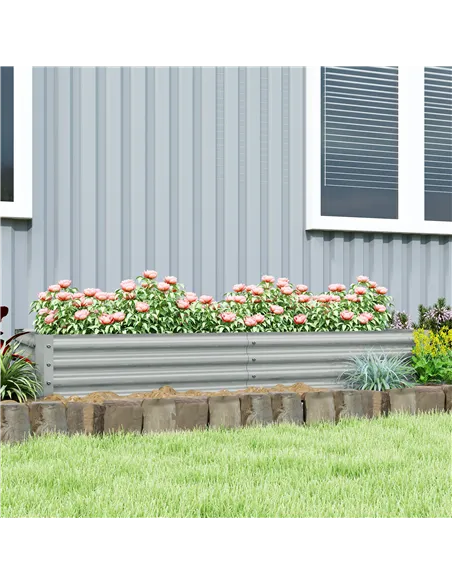 Outsunny 180 x 90cm Galvanised Steel Open Planter - Silver
