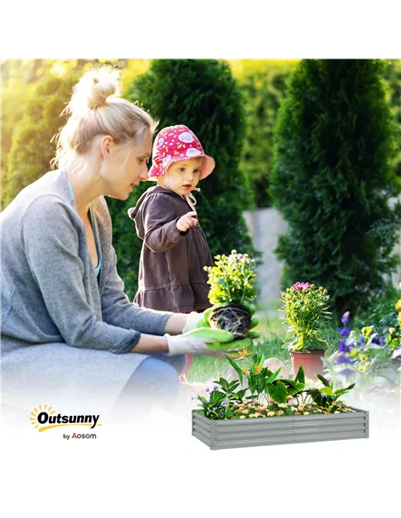 Outsunny 180 x 90cm Galvanised Steel Open Planter - Silver