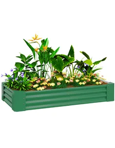 Outsunny 180 x 90cm Galvanised Steel Open Planter - Green