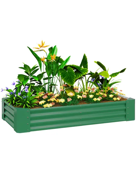 Outsunny 180 x 90cm Galvanised Steel Open Planter - Green