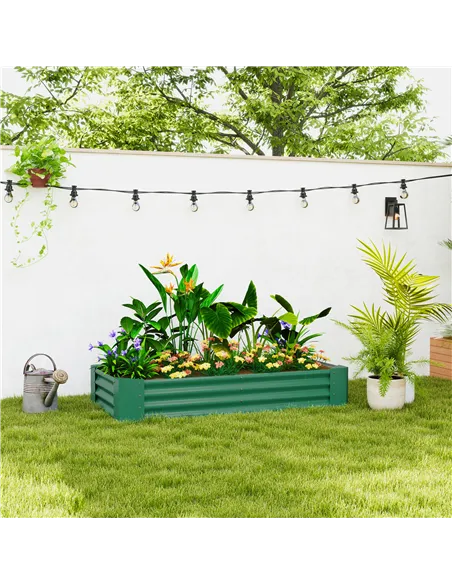 Outsunny 180 x 90cm Galvanised Steel Open Planter - Green
