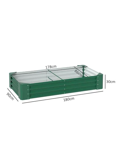 Outsunny 180 x 90cm Galvanised Steel Open Planter - Green