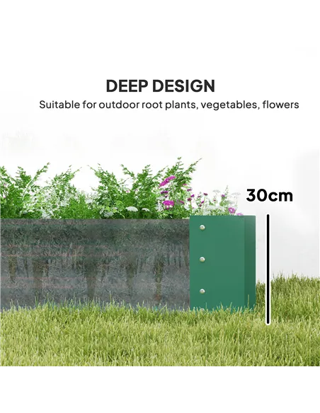 Outsunny 180 x 90cm Galvanised Steel Open Planter - Green