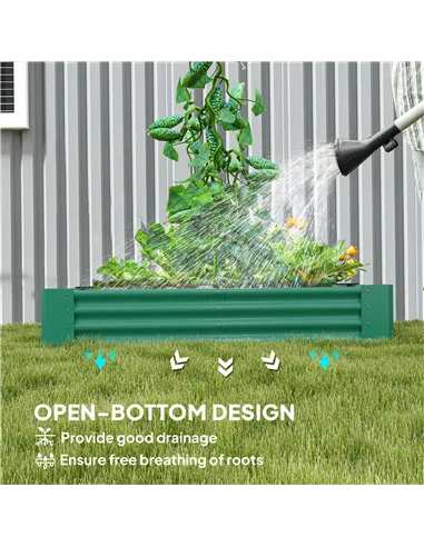 Outsunny 180 x 90cm Galvanised Steel Open Planter - Green