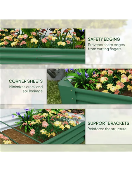 Outsunny 180 x 90cm Galvanised Steel Open Planter - Green