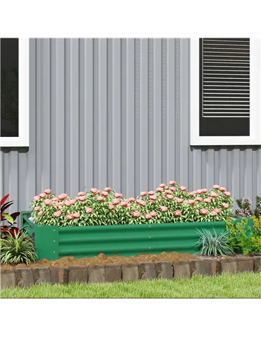 Outsunny 180 x 90cm Galvanised Steel Open Planter - Green