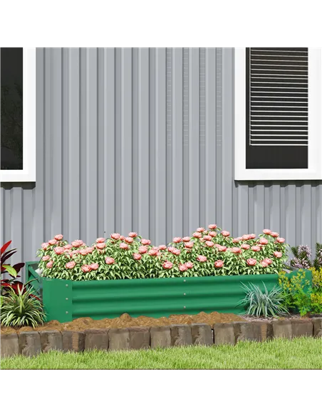 Outsunny 180 x 90cm Galvanised Steel Open Planter - Green