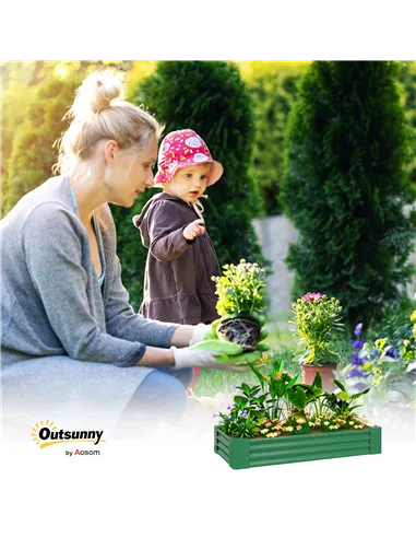 Outsunny 180 x 90cm Galvanised Steel Open Planter - Green