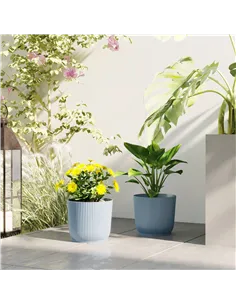 Outsunny Set of Two Ф22cm Planters - Blue 2