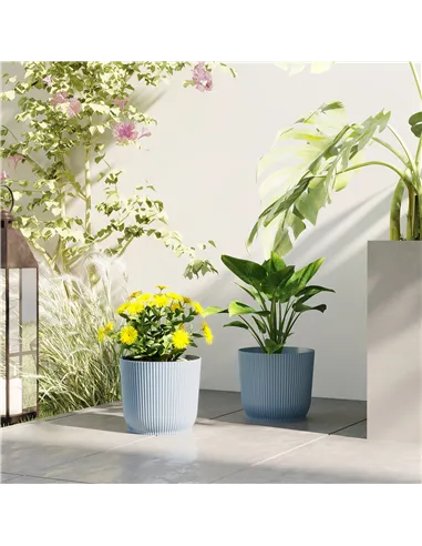 Outsunny Set of Two Ф22cm Planters - Blue