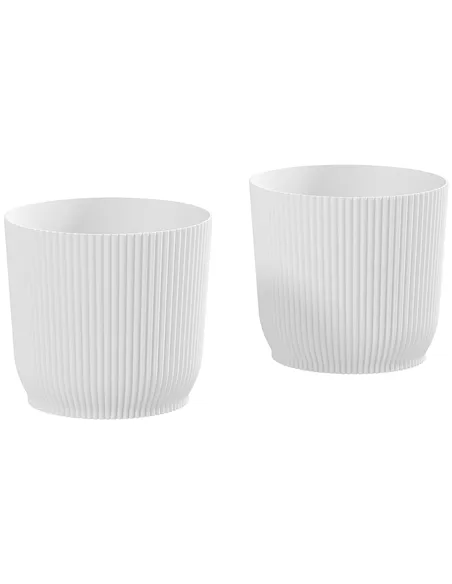 Outsunny Set of Two Ф22cm Planters - White