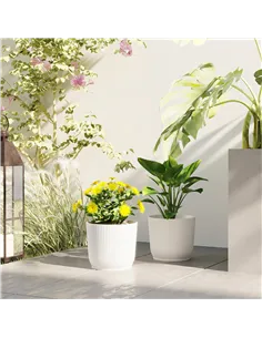 Outsunny Set of Two Ф22cm Planters - White 2