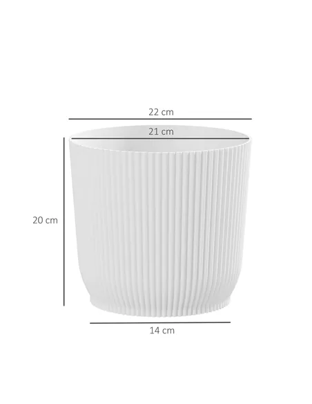 Outsunny Set of Two Ф22cm Planters - White