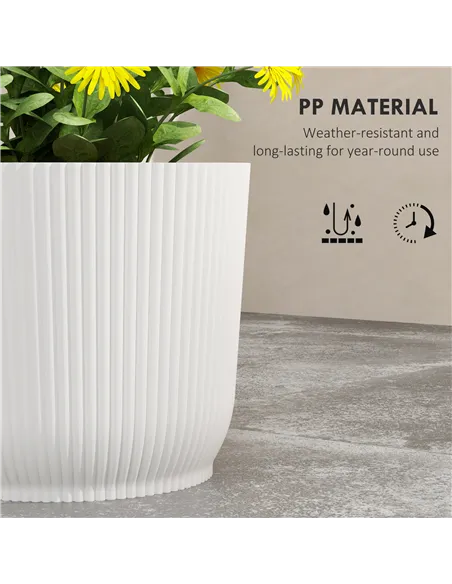 Outsunny Set of Two Ф22cm Planters - White