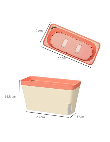 Outsunny Set of 3 Self Watering Plant Pots Outdoor, 27cm Rectangular Garden Planters with Visual Water Level Window, Plastic Flo