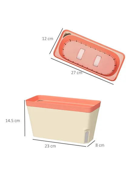 Outsunny Set of 3 Self Watering Plant Pots Outdoor, 27cm Rectangular Garden Planters with Visual Water Level Window, Plastic Flo