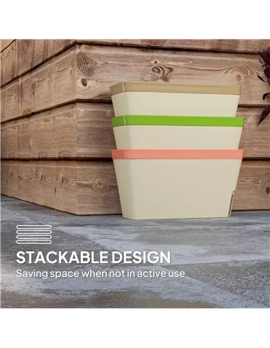 Outsunny Set of 3 Self Watering Plant Pots Outdoor, 27cm Rectangular Garden Planters with Visual Water Level Window, Plastic Flo