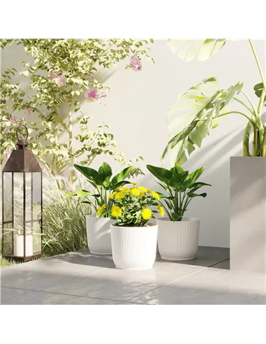 Outsunny Set of Three Ф22cm Planters - White