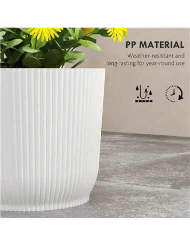 Outsunny Set of Three Ф22cm Planters - White