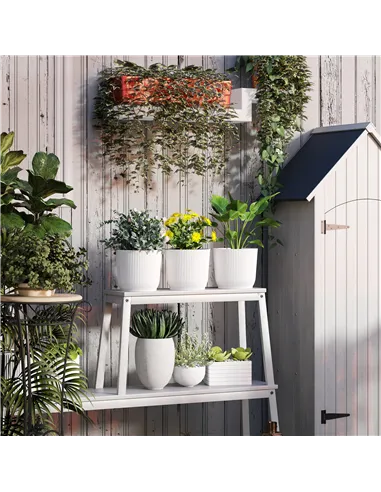 Outsunny Set of Three Ф22cm Planters - White