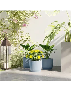 Outsunny Set of Three Ф22cm Planters - Blue 2