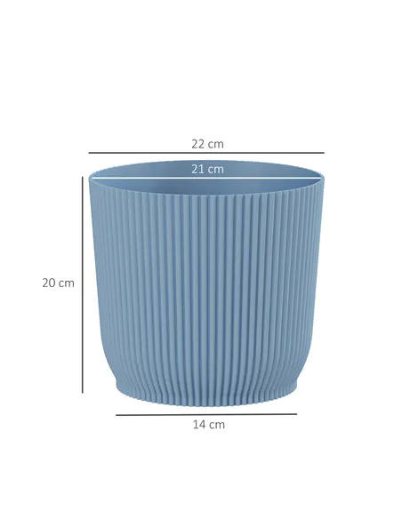 Outsunny Set of Three Ф22cm Planters - Blue