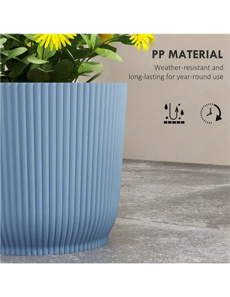 Outsunny Set of Three Ф22cm Planters - Blue