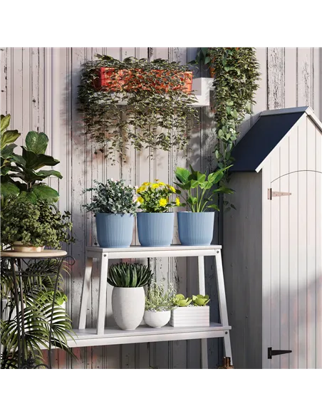 Outsunny Set of Three Ф22cm Planters - Blue