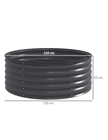 Outsunny Galvanised Raised Garden Bed with Safety Edging, Outdoor Raised Planter Box with Gloves, 120 x 120 x 43cm, Dark Grey