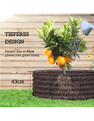Outsunny Galvanised Raised Garden Bed with Safety Edging, Outdoor Raised Planter Box with Gloves, 120 x 120 x 43cm, Dark Grey