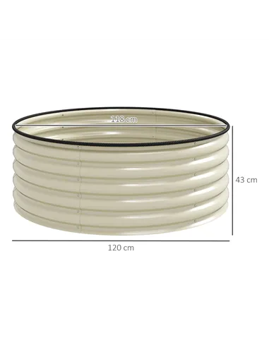 Outsunny Galvanised Raised Garden Bed with Safety Edging, Outdoor Raised Planter Box with Gloves, 120 x 120 x 43cm, Cream White