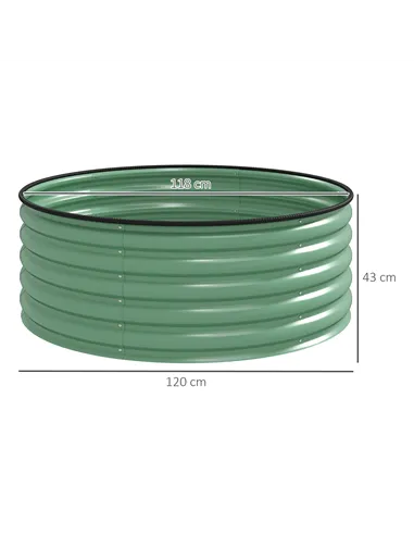 Outsunny Galvanised Raised Garden Bed with Safety Edging, Outdoor Raised Planter Box with Gloves, 120 x 120 x 43cm, Light Green