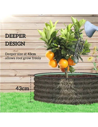 Outsunny Galvanised Raised Garden Bed with Safety Edging, Outdoor Raised Planter Box with Gloves, 120 x 120 x 43cm, Light Green