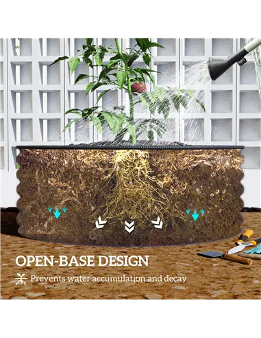 Outsunny Galvanised Raised Garden Bed with Safety Edging, Outdoor Raised Planter Box with Gloves, 120 x 120 x 43cm, Light Green