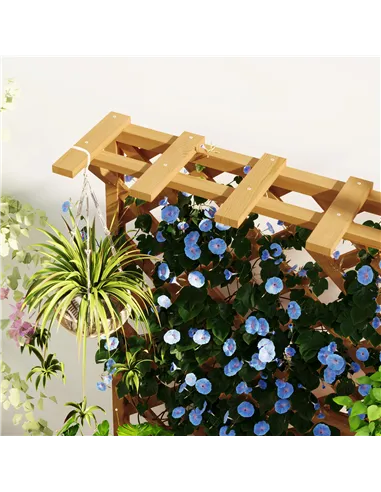 Outsunny Wooden Planter with Trellis, Freestanding Raised Garden Bed with Drainage Holes, Outdoor Planter Box with Liner for Veg