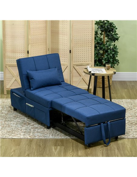 HOMCOM Convertible Chair Bed with Padding Seat, 4-in-1 Multi-Functional Sleeper Sofa Bed, Recliner with Adjustable Backrest, Sid