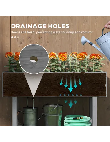 Outsunny Wooden Two-Tier Raised Planter - Grey