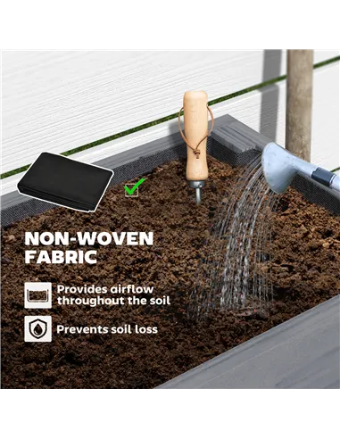 Outsunny Wooden Two-Tier Raised Planter - Grey