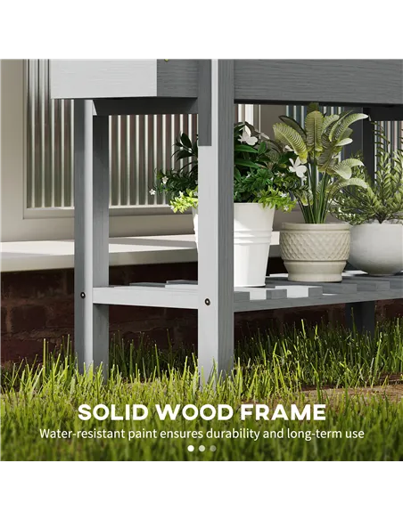 Outsunny Wooden Two-Tier Raised Planter - Grey