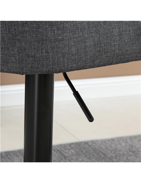 HOMCOM Modern Adjustable Bar Stools Set of 2, Swivel Fabric Barstools with Footrest, Armrests and Back, for Kitchen Counter and 