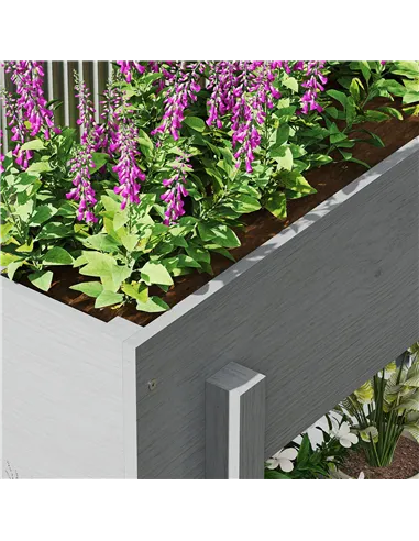 Outsunny Wooden Two-Tier Raised Planter - Grey